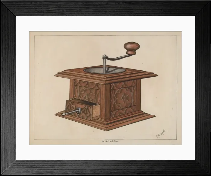 Framed Print : Coffee Grinder, c. 1936. Creator: Raymond Manupelli Framed Print : Coffee Grinder, c. 1936. Creator: Raymond Manupelli