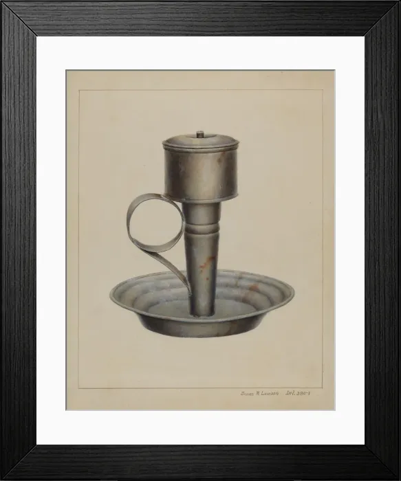 Framed Print : Portable Whale Oil Lamp, c. 1938. Creator: James M. Lawson Framed Print : Portable Whale Oil Lamp, c. 1938. Creator: James M. Lawson