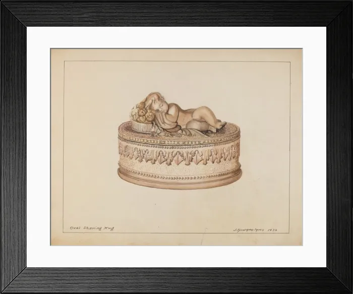 Framed Print : Oval Shaving Mug, 1936. Creator: J. Howard Iams Framed Print : Oval Shaving Mug, 1936. Creator: J. Howard Iams