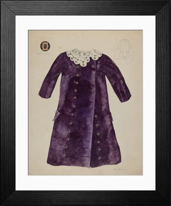 Framed Print : Childs Coat, c. 1937. Creator: Mary E Humes Framed Print : Childs Coat, c. 1937. Creator: Mary E Humes