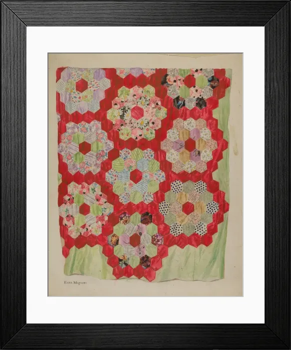 Framed Print : Patchwork for Quilting, c. 1939. Creator: Edith Magnette Framed Print : Patchwork for Quilting, c. 1939. Creator: Edith Magnette