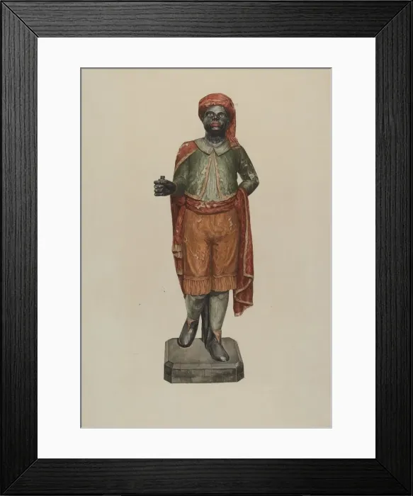 Framed Print : Cigar Store Figure - Blackamoor, c. 1938. Creator: Dorothy Handy Framed Print : Cigar Store Figure - Blackamoor, c. 1938. Creator: Dorothy Handy