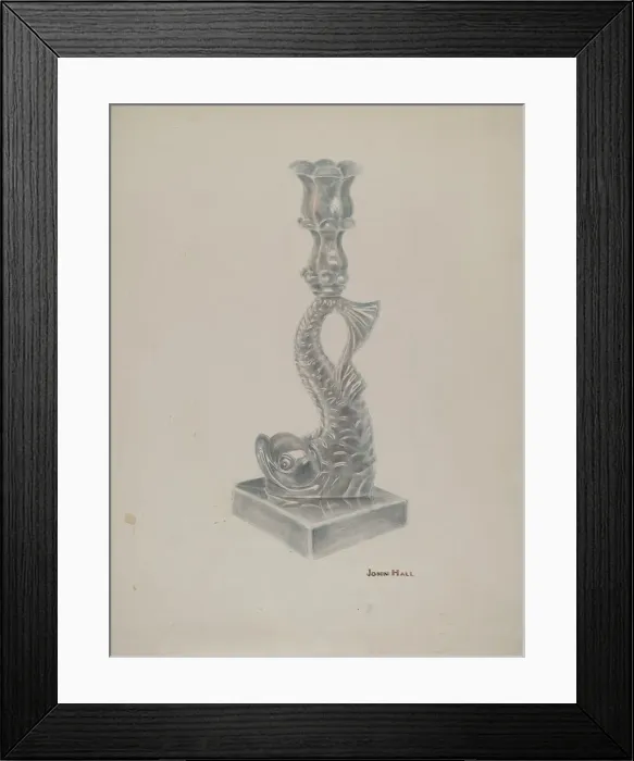 Framed Print : Glass Candlestick, c. 1940. Creator: John Hall Framed Print : Glass Candlestick, c. 1940. Creator: John Hall