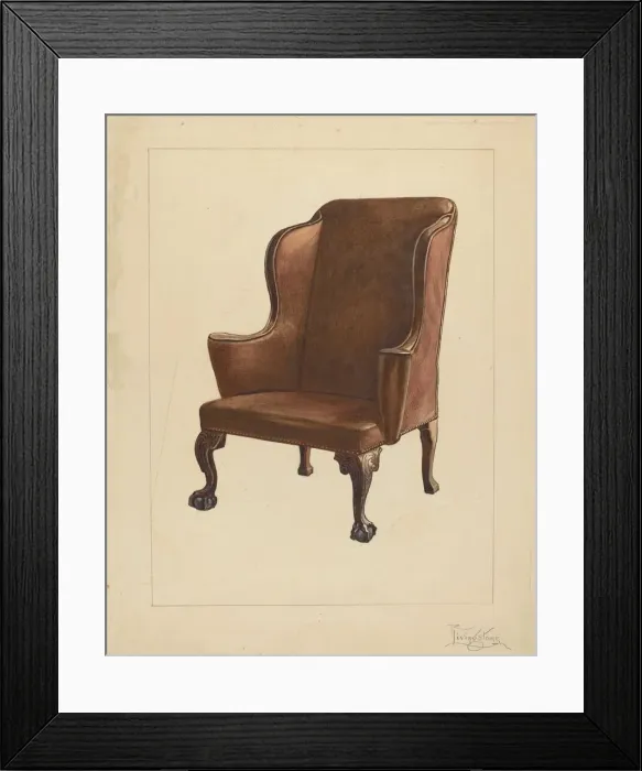 Framed Print : Wing Chair, c. 1940. Creator: Rolland Livingstone