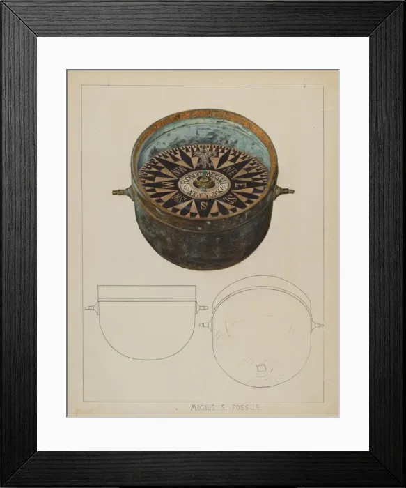 Framed Print : Ships Compass, c. 1937. Creator: Magnus S. Fossum Framed Print : Ships Compass, c. 1937. Creator: Magnus S. Fossum