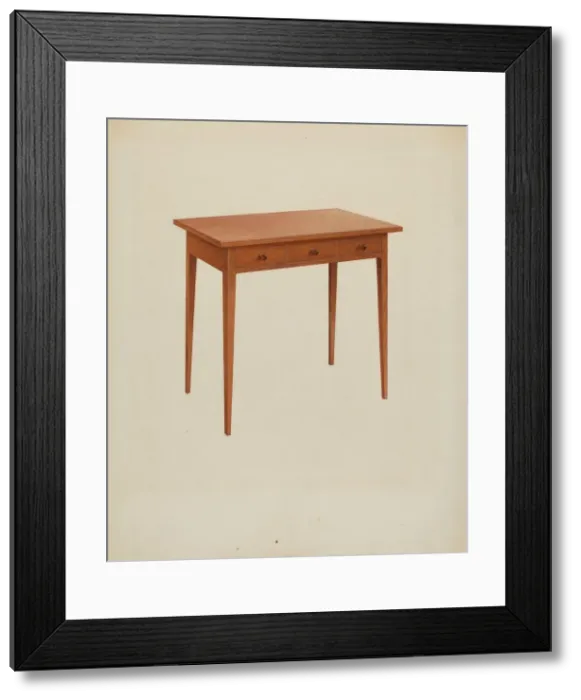 Framed Print : Shaker Table, c. 1938. Creator: John W Kelleher Framed Print : Shaker Table, c. 1938. Creator: John W Kelleher