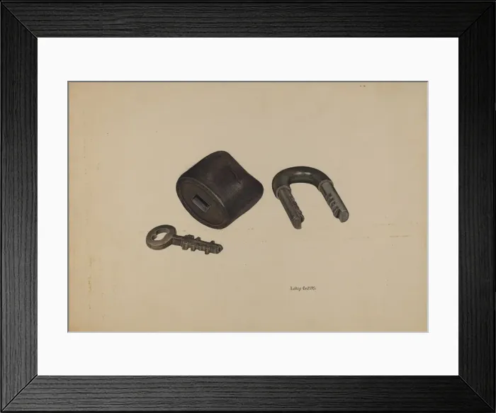 Framed Print : Padlock, c. 1941. Creator: LeRoy Griffith Framed Print : Padlock, c. 1941. Creator: LeRoy Griffith