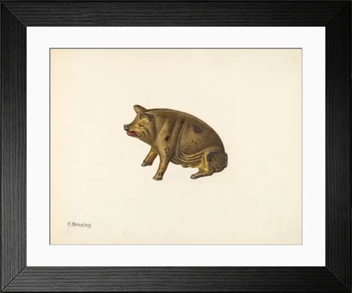 Framed Print : Penny Bank: Pig, c. 1941. Creator: Charles Henning Framed Print : Penny Bank: Pig, c. 1941. Creator: Charles Henning
