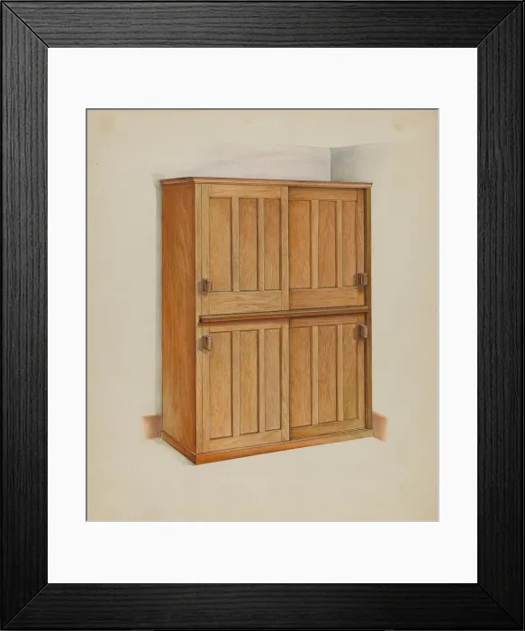 Framed Print : Shaker Bookcase, c. 1937. Creator: John W Kelleher Framed Print : Shaker Bookcase, c. 1937. Creator: John W Kelleher