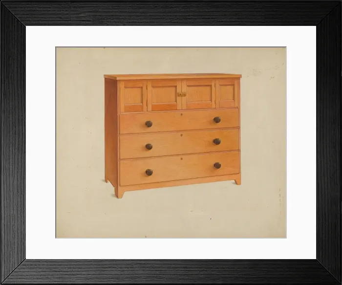 Framed Print : Shaker Chest of Drawers, c. 1937. Creator: John W Kelleher Framed Print : Shaker Chest of Drawers, c. 1937. Creator: John W Kelleher
