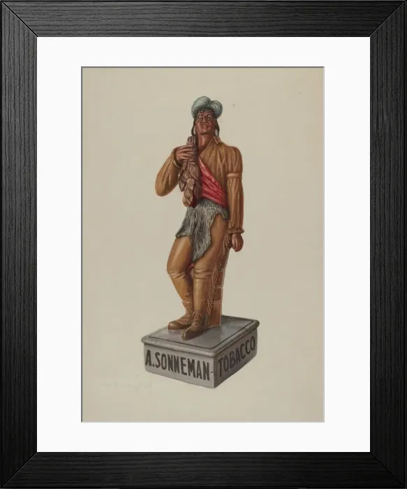 Framed Print : Cigar Store Indian, c. 1939. Creator: Elmer R. Kottcamp Framed Print : Cigar Store Indian, c. 1939. Creator: Elmer R. Kottcamp