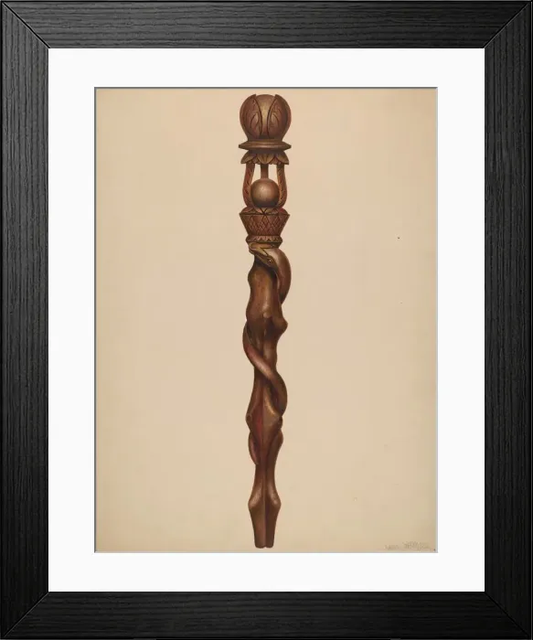 Framed Print : Scepter (Lumberjack Carving), c. 1938. Creator: Walter Hochstrasser Framed Print : Scepter (Lumberjack Carving), c. 1938. Creator: Walter Hochstrasser