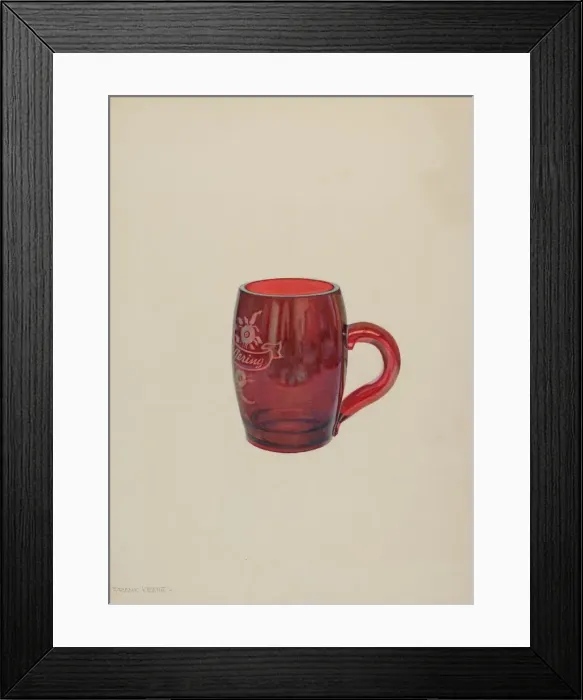 Framed Print : American Bohemian'Glass Mug, c. 1939. Creator: Frank M Keane Framed Print : American Bohemian'Glass Mug, c. 1939. Creator: Frank M Keane