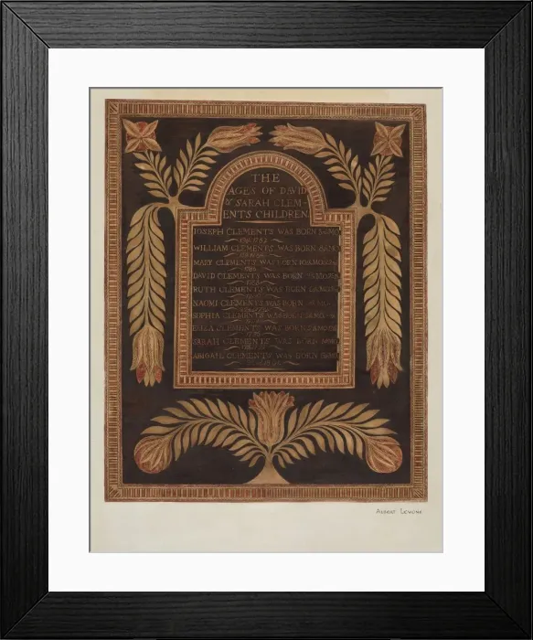 Framed Print : Birth Record, c. 1939. Creator: Albert J. Levone Framed Print : Birth Record, c. 1939. Creator: Albert J. Levone