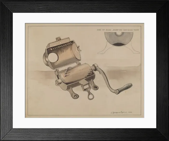 Framed Print : Sausage Grinder, 1936. Creator: J. Howard Iams Framed Print : Sausage Grinder, 1936. Creator: J. Howard Iams