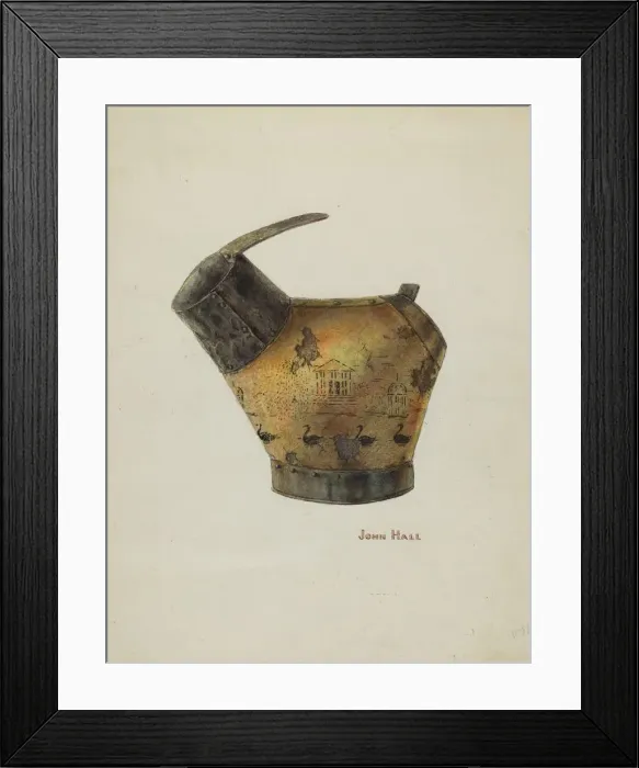 Framed Print : Japanned Coal Scuttle, c. 1940. Creator: John Hall Framed Print : Japanned Coal Scuttle, c. 1940. Creator: John Hall