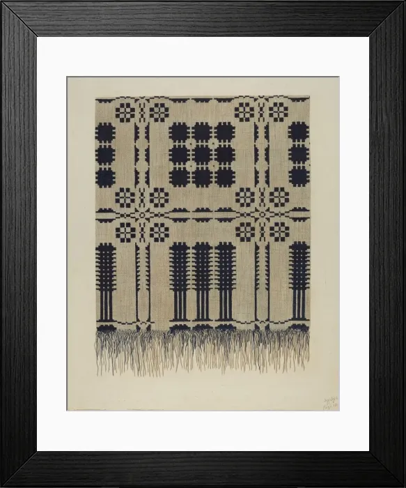 Framed Print : Handwoven Coverlet, c. 1940. Creator: Fred Hassebrock Framed Print : Handwoven Coverlet, c. 1940. Creator: Fred Hassebrock