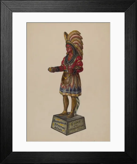Framed Print : Cigar Store Indian, c. 1936. Creator: Walter Hochstrasser Framed Print : Cigar Store Indian, c. 1936. Creator: Walter Hochstrasser