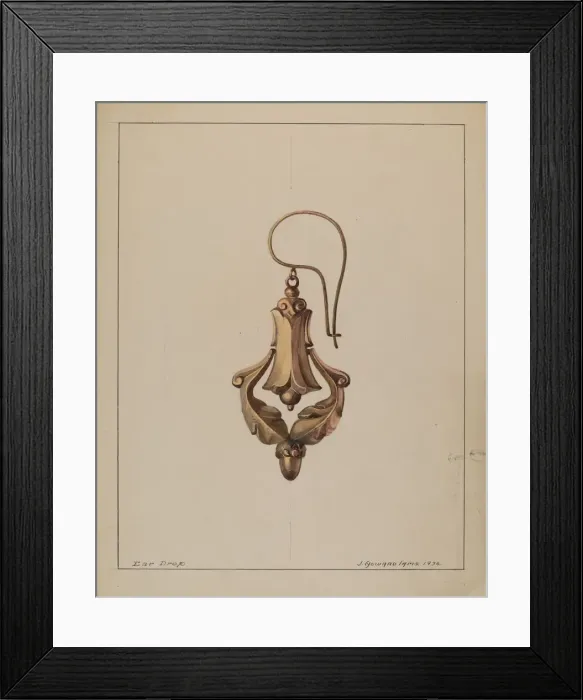 Framed Print : Earrings, 1936. Creator: J. Howard Iams Framed Print : Earrings, 1936. Creator: J. Howard Iams