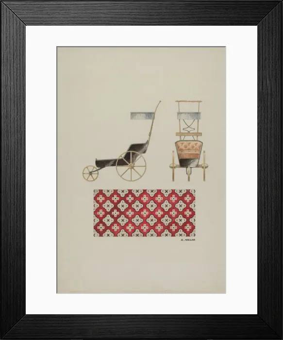 Framed Print : Doll Buggy and Rug, c. 1940. Creator: Randolph F Miller Framed Print : Doll Buggy and Rug, c. 1940. Creator: Randolph F Miller