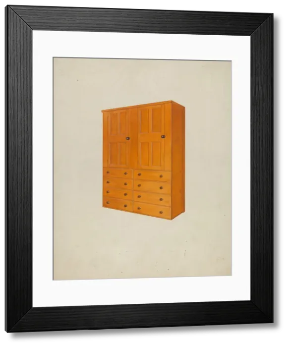 Framed Print : Shaker Cabinet, c. 1938. Creator: John W Kelleher Framed Print : Shaker Cabinet, c. 1938. Creator: John W Kelleher