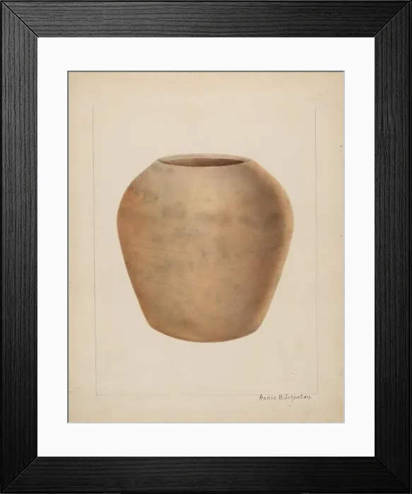 Framed Print : Stoneware Flower Pot, c. 1937. Creator: Annie B Johnston Framed Print : Stoneware Flower Pot, c. 1937. Creator: Annie B Johnston