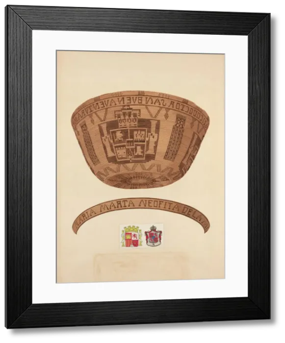 Framed Print : Indian Basket, 1935 / 1942. Creator: Gordena Jackson Framed Print : Indian Basket, 1935 / 1942. Creator: Gordena Jackson