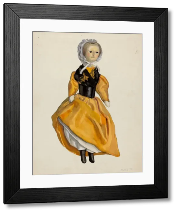 Framed Print : Wooden Jointed Doll, c. 1936. Creator: Jane Iverson Framed Print : Wooden Jointed Doll, c. 1936. Creator: Jane Iverson