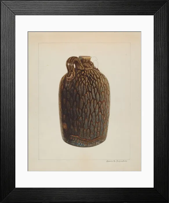 Framed Print : Stoneware Jug, c. 1938. Creator: Annie B Johnston Framed Print : Stoneware Jug, c. 1938. Creator: Annie B Johnston