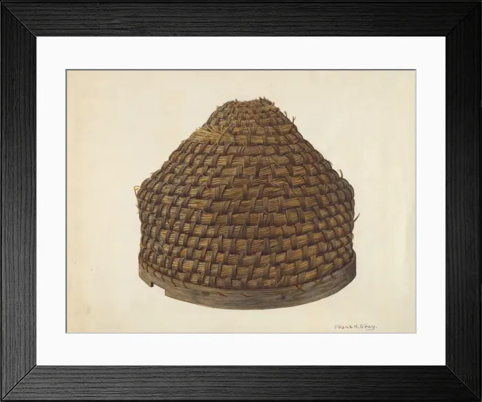 Framed Print : Straw Bee Hive, c. 1940. Creator: Frank Gray Framed Print : Straw Bee Hive, c. 1940. Creator: Frank Gray