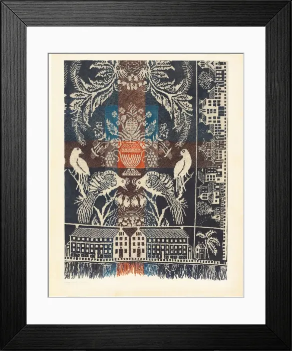 Framed Print : Boston Town Coverlet, 1935 / 1942. Creator: Magnus S. Fossum Framed Print : Boston Town Coverlet, 1935 / 1942. Creator: Magnus S. Fossum