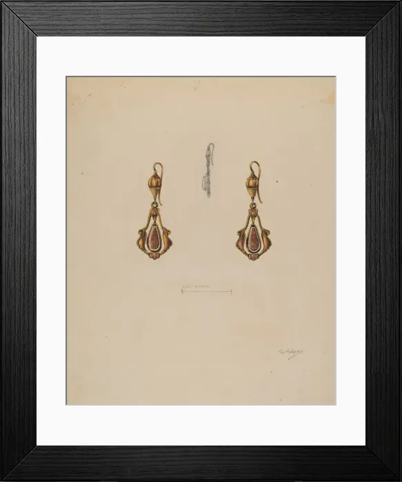 Framed Print : Earrings, c. 1937. Creator: Grace Halpin Framed Print : Earrings, c. 1937. Creator: Grace Halpin