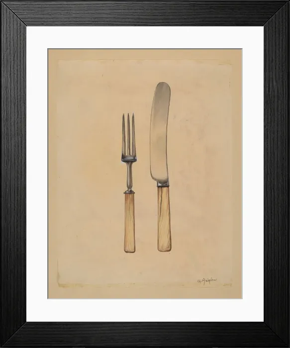 Framed Print : Knife and Fork, c. 1936. Creator: Grace Halpin Framed Print : Knife and Fork, c. 1936. Creator: Grace Halpin