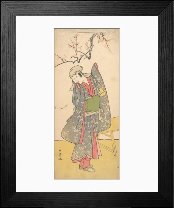 Framed Print : The Fourth Iwai Hanshiro as a Young Girl Standing by a Wooden Bench, ca Framed Print : The Fourth Iwai Hanshiro as a Young Girl Standing by a Wooden Bench, ca