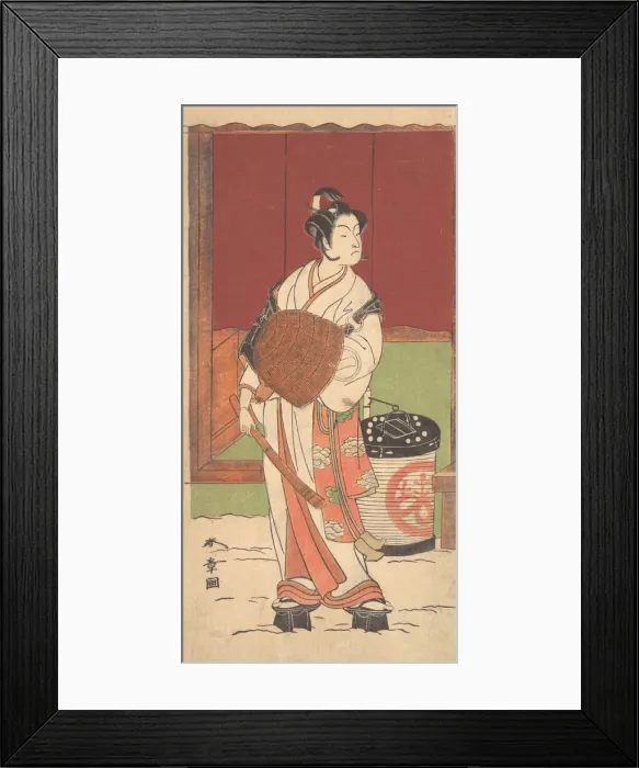 Framed Print : The Actor Ichikawa Monosuke II in the Role of Daito-no-miya Disguised as a Komuso, ca. 1772 (?). Creator: Shunsho Framed Print : The Actor Ichikawa Monosuke II in the Role of Daito-no-miya Disguised as a Komuso, ca. 1772 (?). Creator: Shunsho