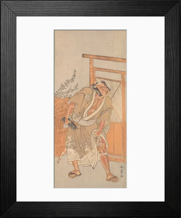 Framed Print : The Actor 2nd Nakamura Sukegoro as a Man Bearing a Black Lacquer Letter Box, ca. 1774. Creator: Shunsho Framed Print : The Actor 2nd Nakamura Sukegoro as a Man Bearing a Black Lacquer Letter Box, ca. 1774. Creator: Shunsho