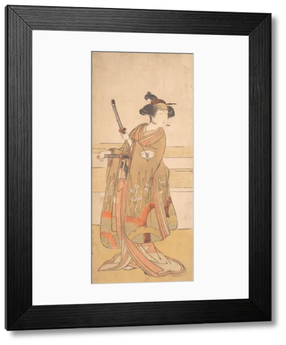Framed Print : Onoe Tamizo as a Samurai Woman, ca. 1775 or 1776. Creator: Shunsho Framed Print : Onoe Tamizo as a Samurai Woman, ca. 1775 or 1776. Creator: Shunsho