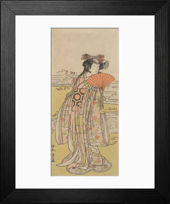 Framed Print : The Actor Segawa Kikunojo III as a Woman Standing near a Winding Stream, ca. 1777. Creator: Shunsho Framed Print : The Actor Segawa Kikunojo III as a Woman Standing near a Winding Stream, ca. 1777. Creator: Shunsho