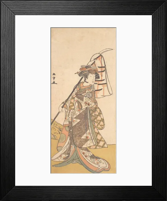 Framed Print : Kabuki Actor Segawa Kikunojo III in a Female Role (Shizuka Gozen), ca. 1777. Creator: Shunsho Framed Print : Kabuki Actor Segawa Kikunojo III in a Female Role (Shizuka Gozen), ca. 1777. Creator: Shunsho