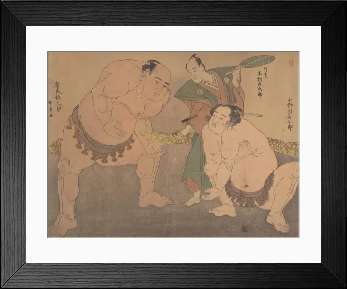 Framed Print : The Wrestlers, ca. 1785. Creator: Shunsho Framed Print : The Wrestlers, ca. 1785. Creator: Shunsho