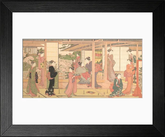 Framed Print : Mansion Opening onto a Garden, ca. 1786. Creator: Katsukawa Shuncho Framed Print : Mansion Opening onto a Garden, ca. 1786. Creator: Katsukawa Shuncho