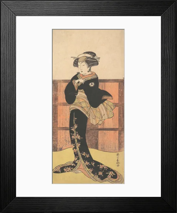 Framed Print : The Fourth Iwai Hanshiro as a Woman in a Black Kimono, ca. 1778 Creator: Katsukawa Shunko Framed Print : The Fourth Iwai Hanshiro as a Woman in a Black Kimono, ca. 1778 Creator: Katsukawa Shunko
