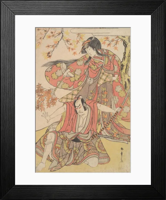 Framed Print : Segawa Kikunojo III as a Woman Standing under a Maple Tree in the Autumn, ca. 1778. ca. 1778. Creator: Shunsho Framed Print : Segawa Kikunojo III as a Woman Standing under a Maple Tree in the Autumn, ca. 1778. ca. 1778. Creator: Shunsho
