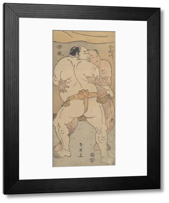 Framed Print : Two Famous Wrestlers Onogawa and Tanikase, ca. 1795. Creator: Katsukawa Shun ei Framed Print : Two Famous Wrestlers Onogawa and Tanikase, ca. 1795. Creator: Katsukawa Shun ei