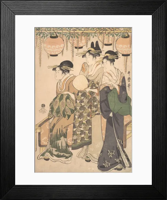 Framed Print : Courtesans Beneath a Wisteria Arbor... ca. 1795. Creator: Kitagawa Utamaro Framed Print : Courtesans Beneath a Wisteria Arbor... ca. 1795. Creator: Kitagawa Utamaro