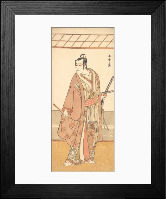 Framed Print : The Actor Ichikawa Danjuro V as a Samurai Attired in a Purple Haori (Coat), ca. 1778. Creator: Shunsho Framed Print : The Actor Ichikawa Danjuro V as a Samurai Attired in a Purple Haori (Coat), ca. 1778. Creator: Shunsho