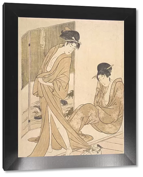 Two Young Women Wrapped in Yukata After a Bath, ca. 1796. Creator: Kitagawa Utamaro