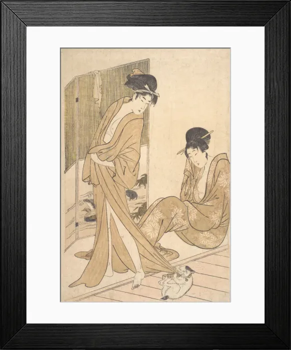Framed Print : Two Young Women Wrapped in Yukata After a Bath, ca. 1796. Creator: Kitagawa Utamaro Framed Print : Two Young Women Wrapped in Yukata After a Bath, ca. 1796. Creator: Kitagawa Utamaro