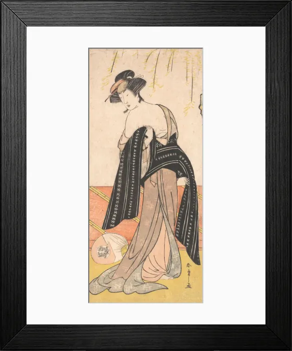 Framed Print : The Actor Nakamura Riko as an Oiran Tying Her Obi, ca. 1779. Creator: Shunsho Framed Print : The Actor Nakamura Riko as an Oiran Tying Her Obi, ca. 1779. Creator: Shunsho