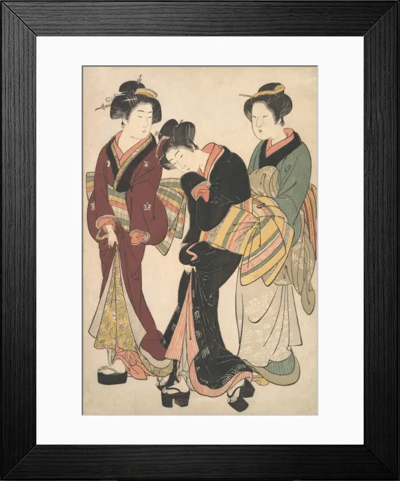 Framed Print : Two Geishas and a Maid, ca. 1790. Creator: Kitao Shigemasa Framed Print : Two Geishas and a Maid, ca. 1790. Creator: Kitao Shigemasa